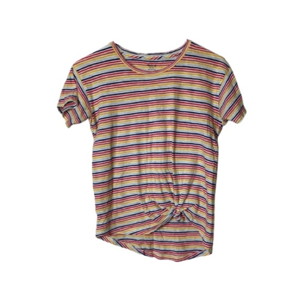 Madewell Whisper Rainbow Striped Short Sleeve Cotton Tee M
